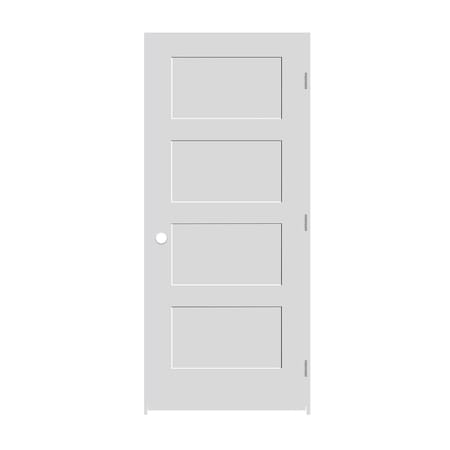 Trimlite 24"x80"x13/8" Primed 4Panel Equal Panel Interior Shaker 71/4" LH Prehung Door Satin Nickel Hinges 2068pri8444LH15714